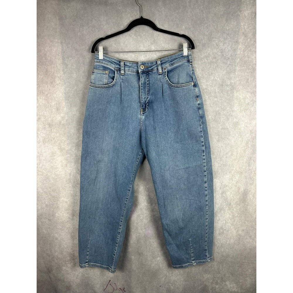 Pilcro and the Letterpress Anthropologie High Rise Pleated Tapered Jeans Blue 30